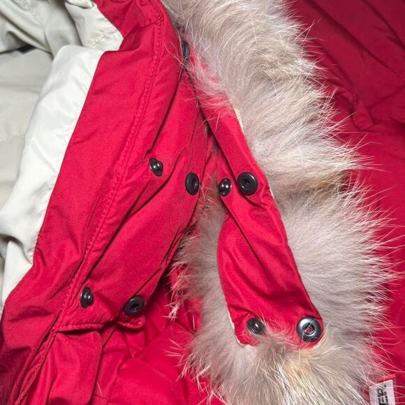 Hunter Down Puffer Coat XS Red Fur Trim Hood Water Resistant Winter Jacket - Picture 7 of 8